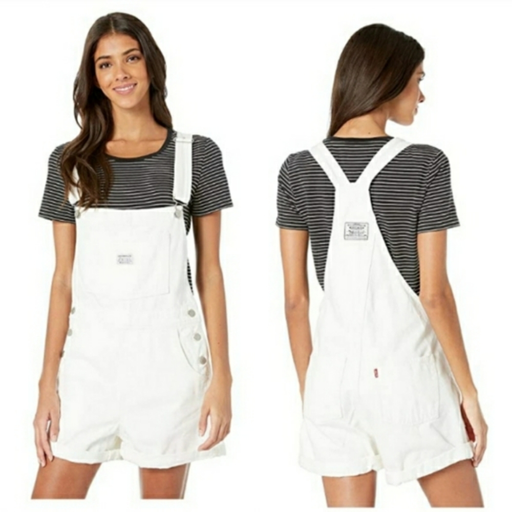 Levi's white overalls shorts